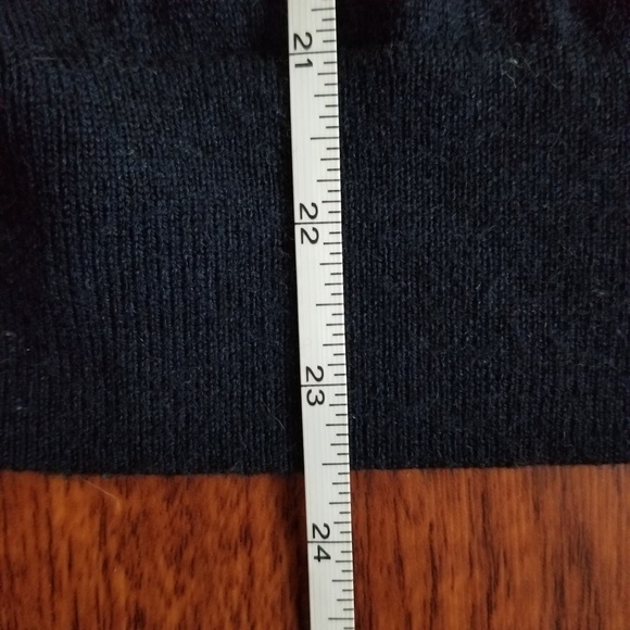 Merino Wool Sweater Mens Navy Stripe Orange Grey - Picture 5 of 5